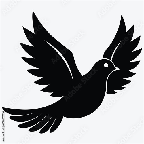 peace dove, Silhouette White background illustration, Generative Ai