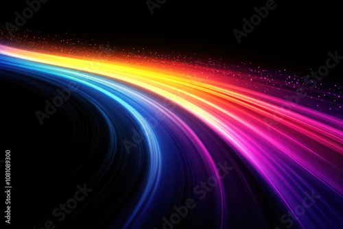 Vibrant Abstract Curved Shapes on Black