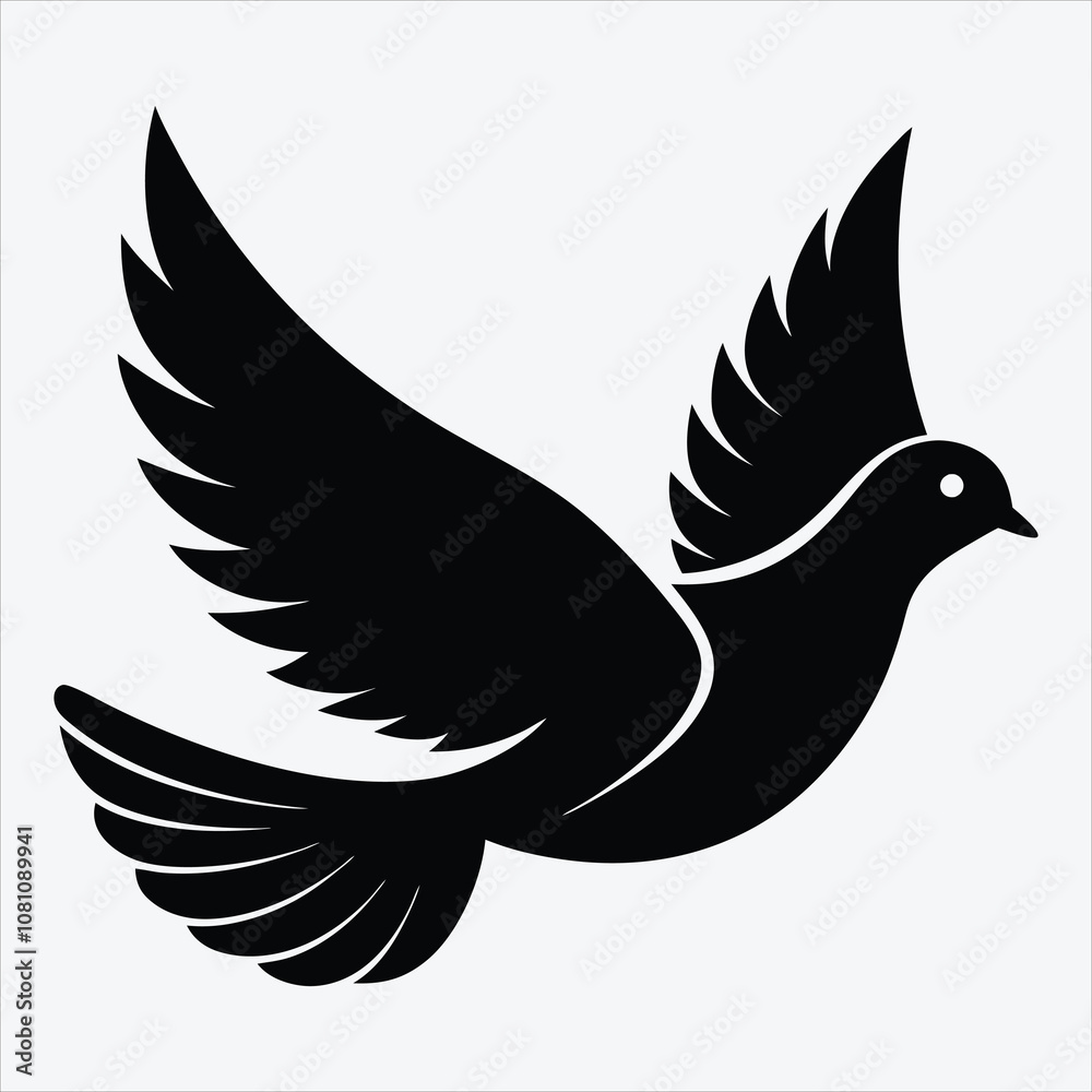 Obraz premium peace dove, Silhouette White background illustration, Generative Ai