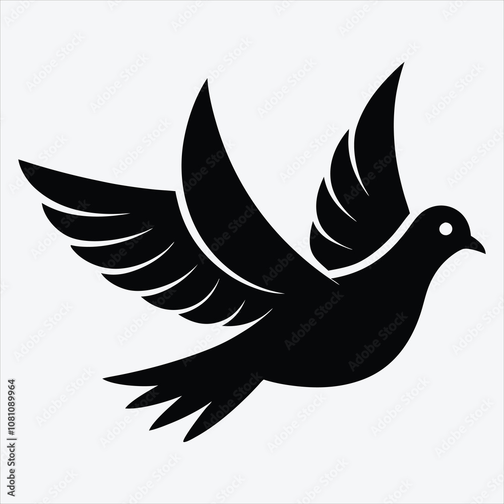 Obraz premium peace dove, Silhouette White background illustration, Generative Ai