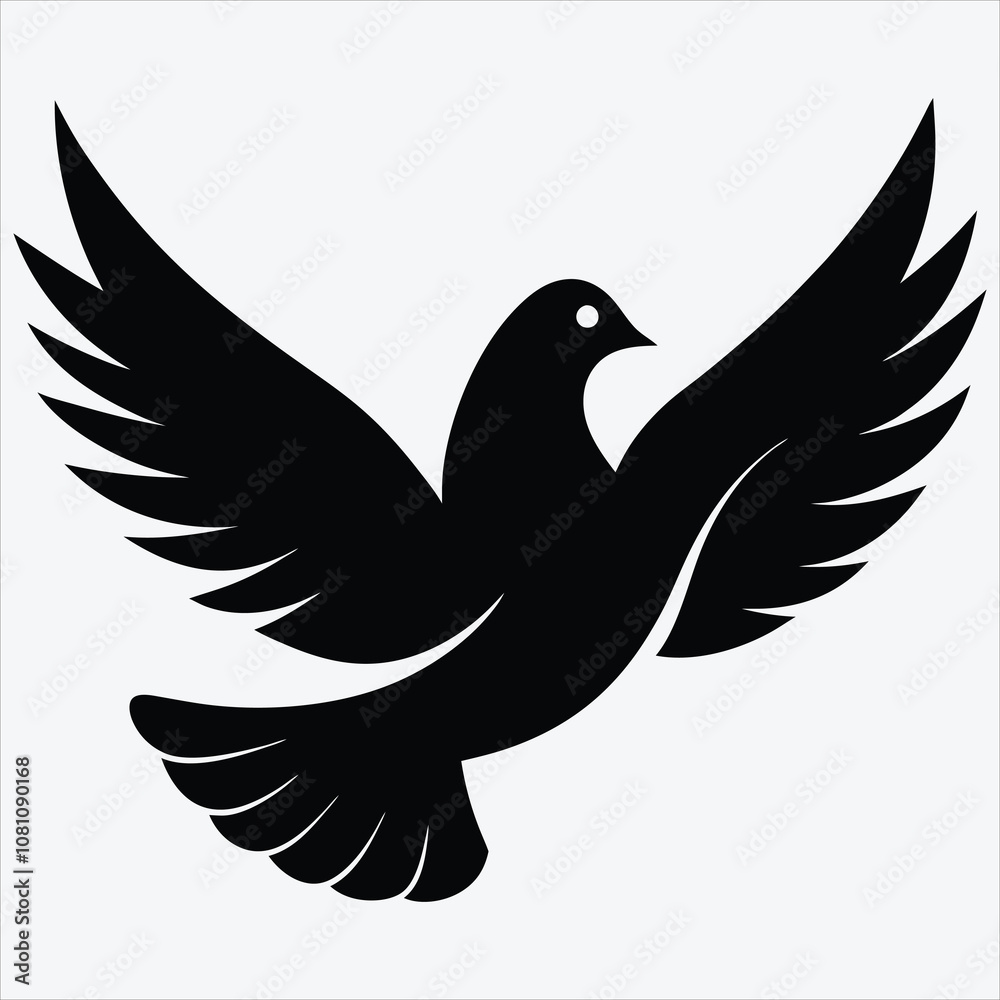 peace dove, Silhouette White background illustration, Generative Ai peace dove, Silhouette White background illustration, Generative Ai