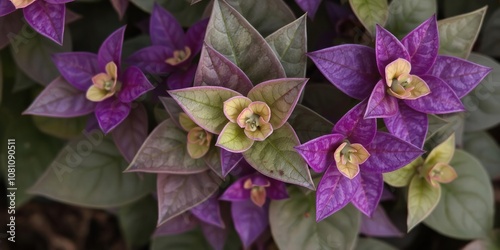 Vibrant purple oxali plant with uniquely shaped triangular leaves, oxali plant, beauty