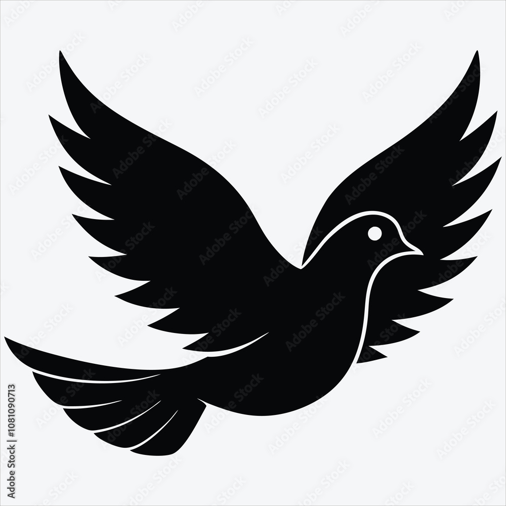 Obraz premium peace dove, Silhouette White background illustration, Generative Ai