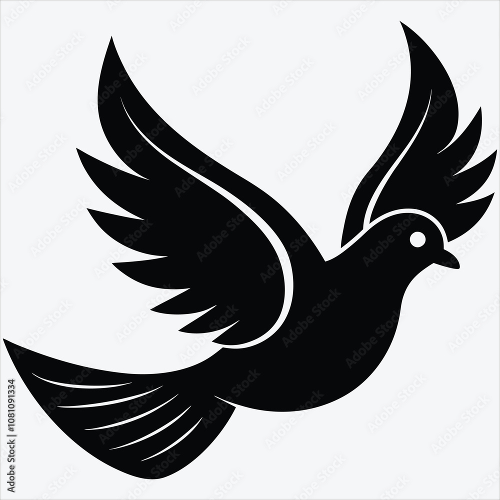 Fototapeta premium peace dove, Silhouette White background illustration, Generative Ai