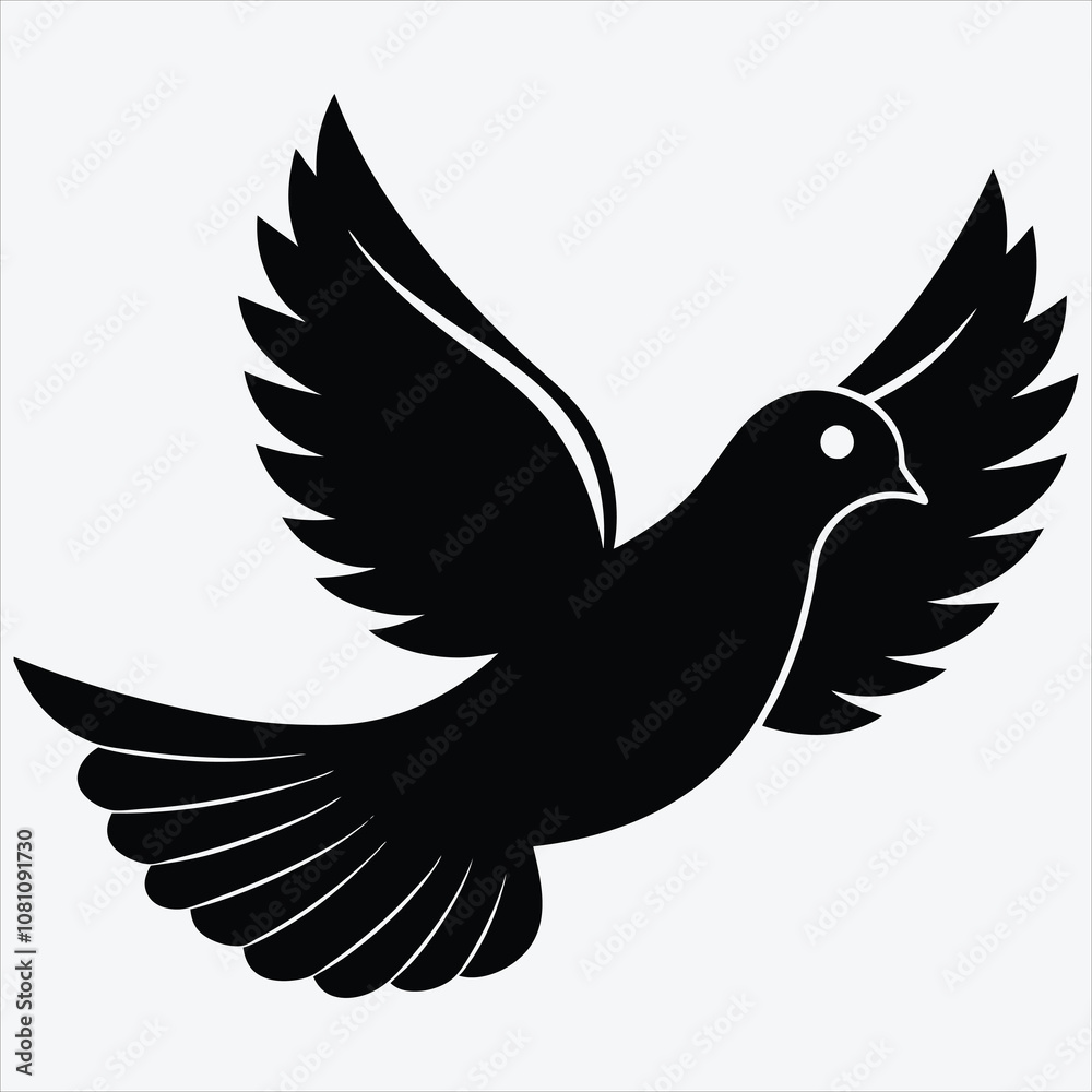 Obraz premium peace dove, Silhouette White background illustration, Generative Ai
