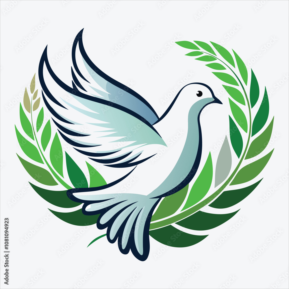 Fototapeta premium peace dove, Vector White background illustration, Generative Ai