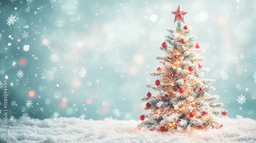 Obraz premium Holiday tree with luminous light waves