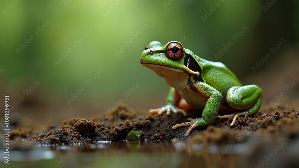 Close-Up of Endangered Rainforest Frog in Eroding Habitat Close-Up of Endangered Rainforest Frog in Eroding Habitat