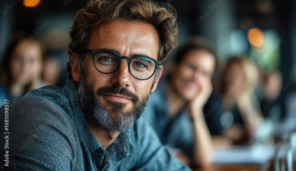 Man with Glasses Looking at Camera Man with Glasses Looking at Camera