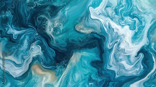 Aerial view of swirling ocean currents forming natural abstract art