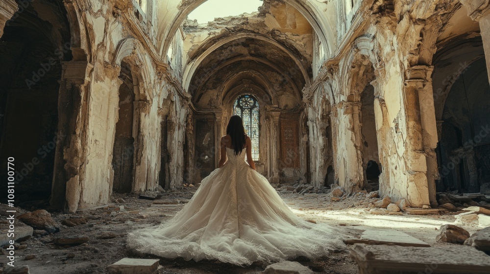 Bride in a Ruined Church: A Timeless Moment Bride in a Ruined Church: A Timeless Moment
