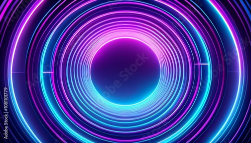 abstract neon rings in blue and purple