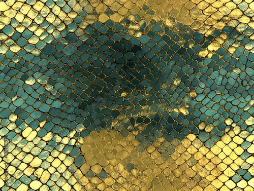 seamless pattern of snake skin green gold color