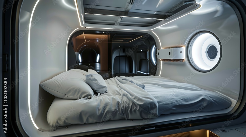 Futuristic Sleep Pod with Modern Ventilation System Generative AI Futuristic Sleep Pod with Modern Ventilation System Generative AI