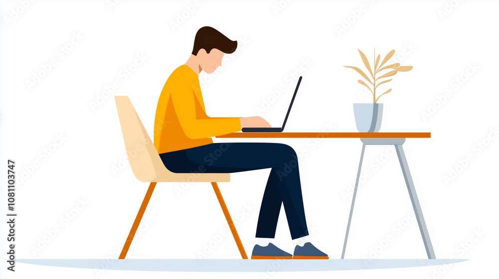Remote Work Environment in Modern Office Setting Remote Work Environment in Modern Office Setting
