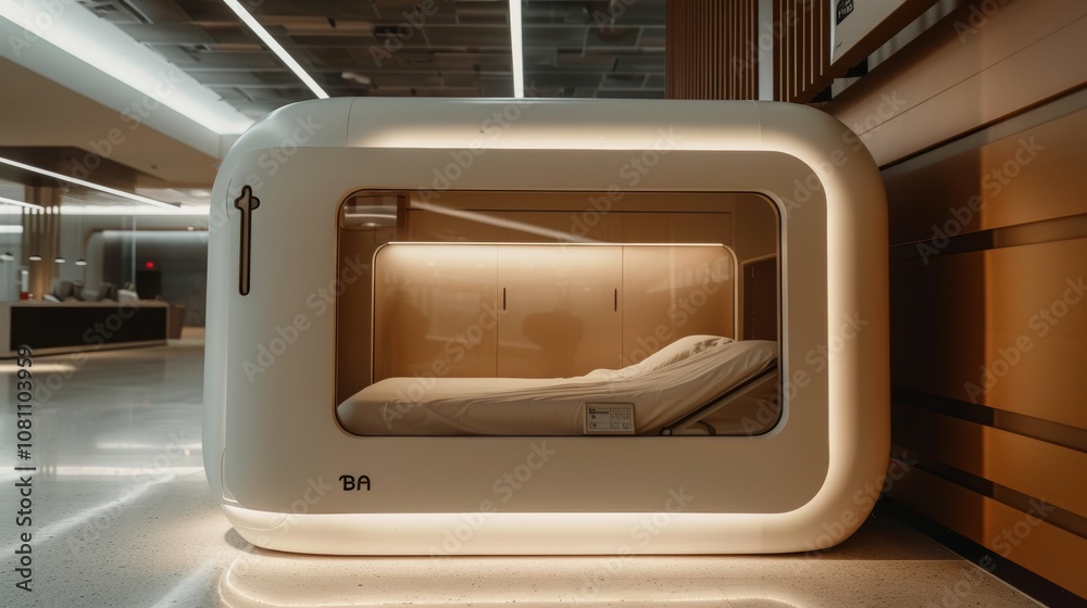 Modern Sleep Box in a Futuristic Terminal Generative AI Modern Sleep Box in a Futuristic Terminal Generative AI