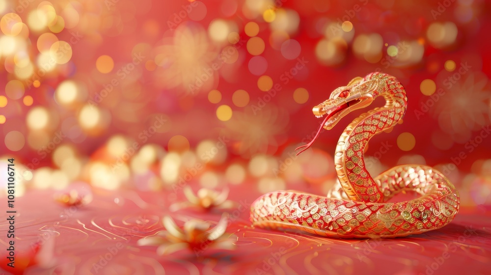 Golden Snake Symbol for Good Luck and Prosperity Generative AI Golden Snake Symbol for Good Luck and Prosperity Generative AI