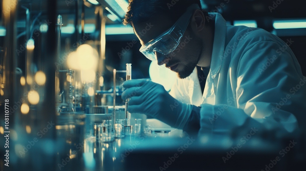 A Scientist in a Lab Coat Examining a Test Tube A Scientist in a Lab Coat Examining a Test Tube