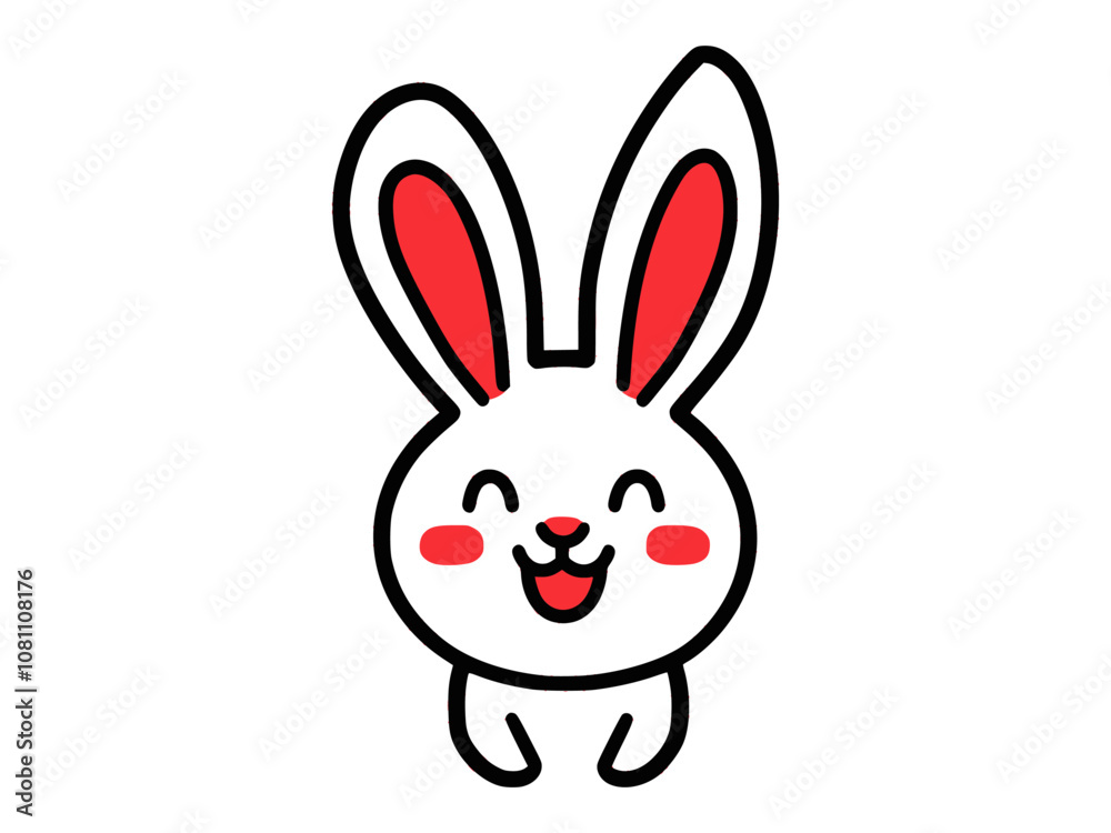 Cute cartoon rabbit, happy face