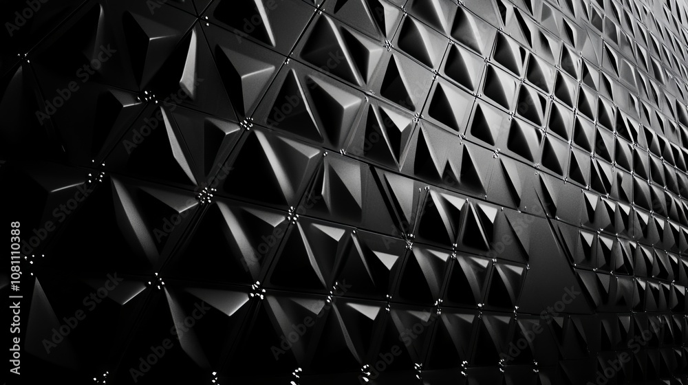 A black and white photo of a building with a lot of triangles A black and white photo of a building with a lot of triangles