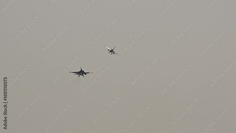multiple fighter jets from military air force turning for their final approach landing base backlit highlight coordination required during combat arrival war operation action mission multiple fighter jets from military air force turning for their final approach landing base backlit highlight coordination required during combat arrival war operation action mission