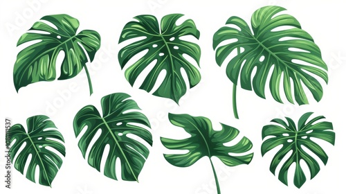 Monstera Leaves on White Background for Decor Inspiration Generative AI