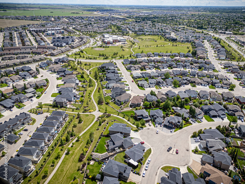 Aerial Drone View of Willowgrove Neighborhood in Saskatoon, Saskatchewan photo