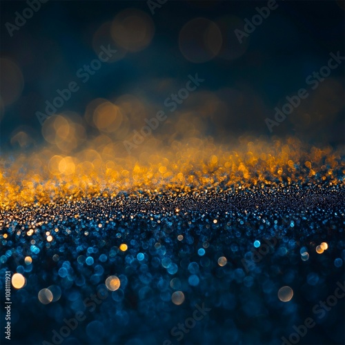 Abstract shiny gold glitter, light effects with bokeh