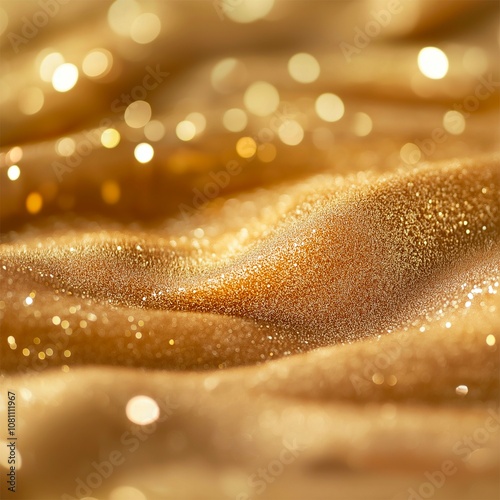 Abstract, golden christmas background with bokeh