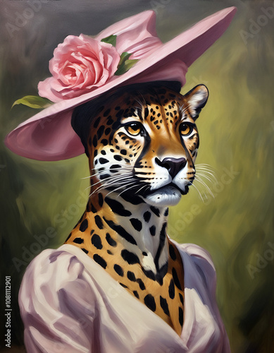 Oil Portrait Of A First Jaguar