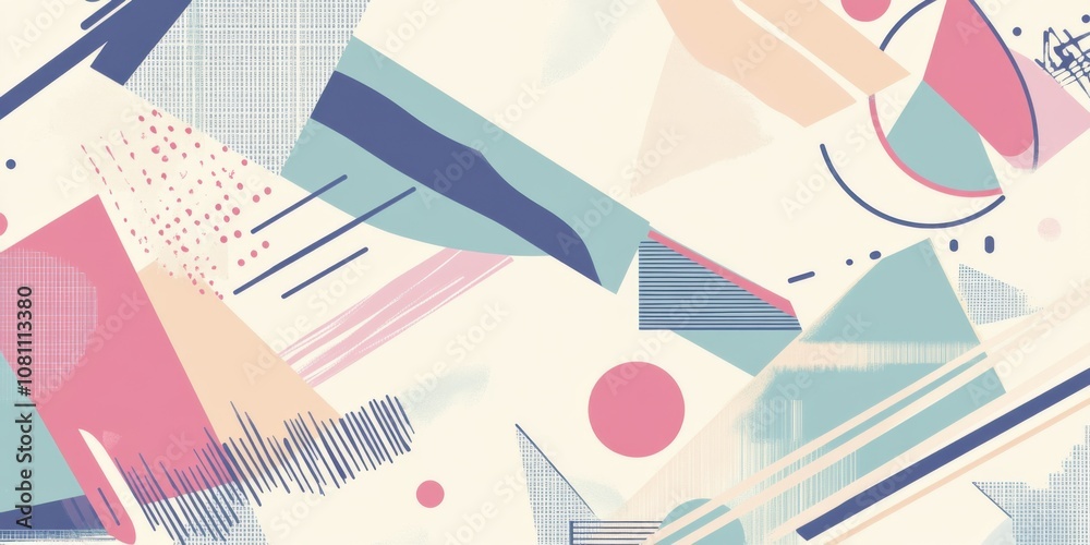 Abstract background with geometric lines and shapes in soft pastel colors, tilted slightly from the right for an asymmetrical, modern look Abstract background with geometric lines and shapes in soft pastel colors, tilted slightly from the right for an asymmetrical, modern look