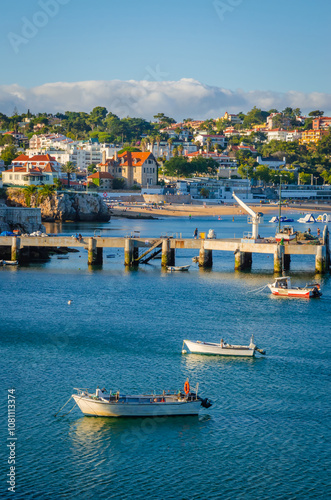Obraz na płótnie Beautiful coast of old town Cascais, Portugal, at sunset in summer day w salonie