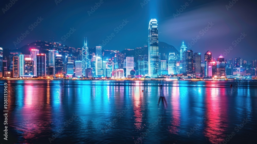 A lone figure stands in the foreground, silhouetted against the vibrant cityscape of Hong Kong at night. A lone figure stands in the foreground, silhouetted against the vibrant cityscape of Hong Kong at night.