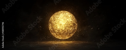 Glowing sphere in dark space, radiant and mysterious cosmic object, abstract light concept.