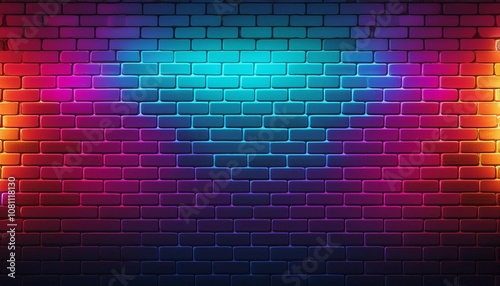 neon brick wall background concept banner for advertising a pub bar disco or nightclub in neon style