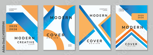 Portfolio geometric design vector set. Abstract red liquid graphic gradient circle shape on cover book presentation. Minimal brochure layout and modern report business flyers poster template.