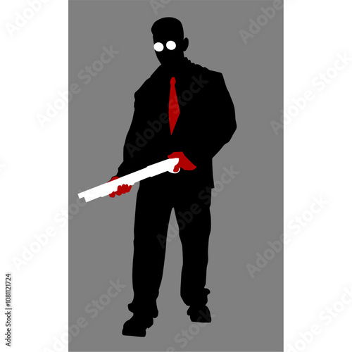 Shotgun killer vector silhouette image