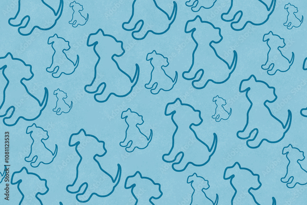 Illustration blue puppy dog background that repeats and seamless Illustration blue puppy dog background that repeats and seamless