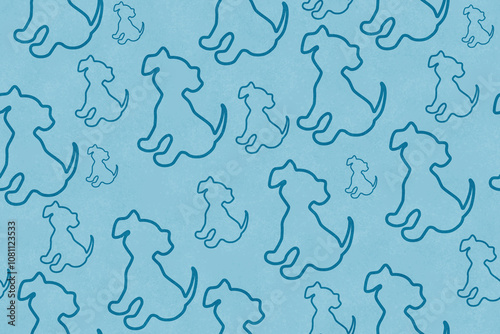  Illustration blue puppy dog background that repeats and seamless