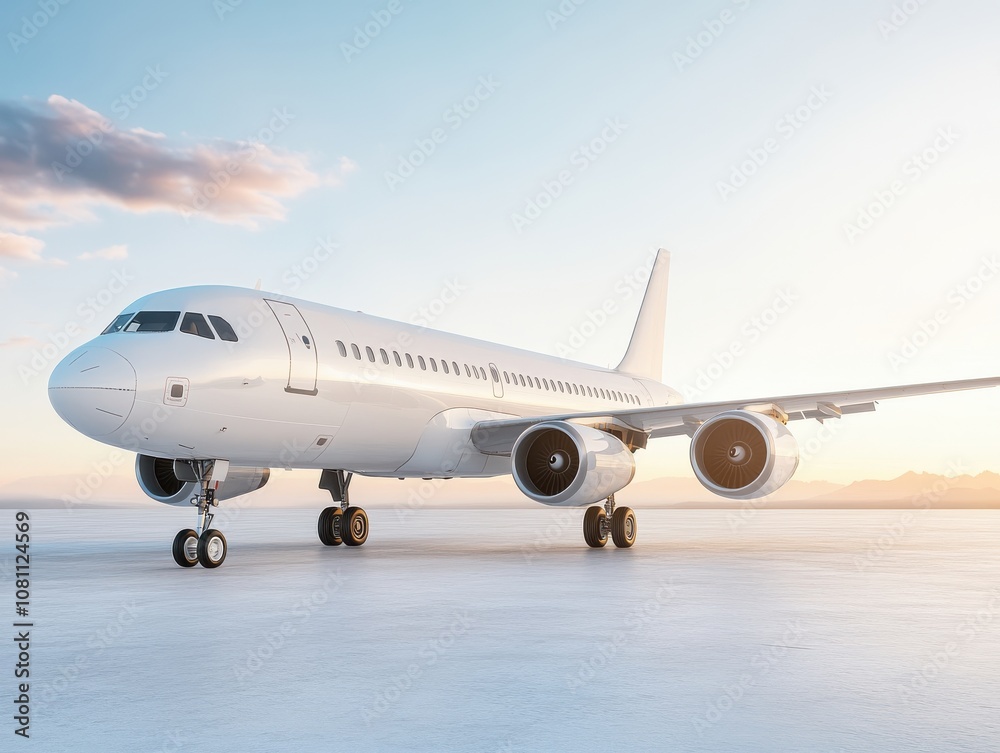 Commercial Jet Airliner at Angle during Sunset Commercial Jet Airliner at Angle during Sunset