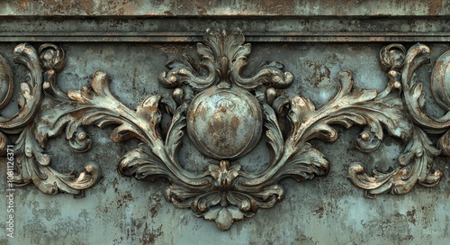 Metal bas-relief in antique bronze