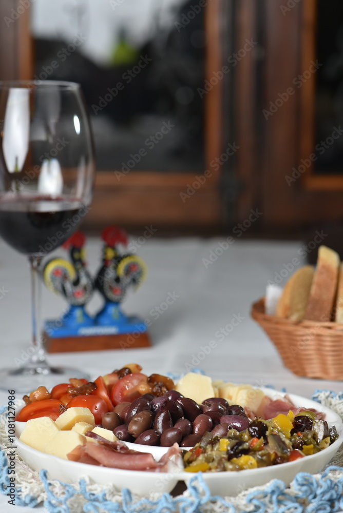 portion of olives with cheese cherry tomatoes and parma ham snack healthy food vegan salad portion of olives with cheese cherry tomatoes and parma ham snack healthy food vegan salad