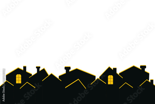 a night city with a yellow window. at home in the city . white