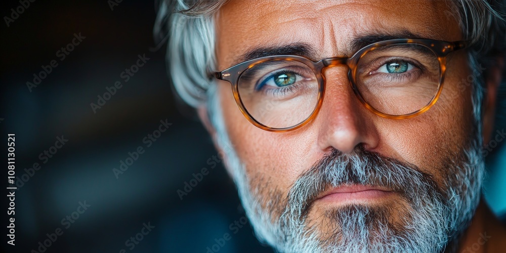 Confident middle-aged business man wearing glasses in office Confident middle-aged business man wearing glasses in office