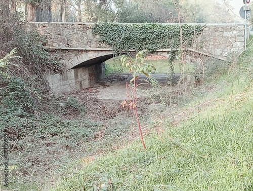 ancient and characteristic small stone bridge in Italy