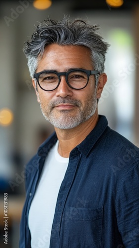 Happy middle-aged professional businessman wearing glasses, confident executive portrait