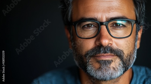 Confident middle-aged business man wearing glasses in office