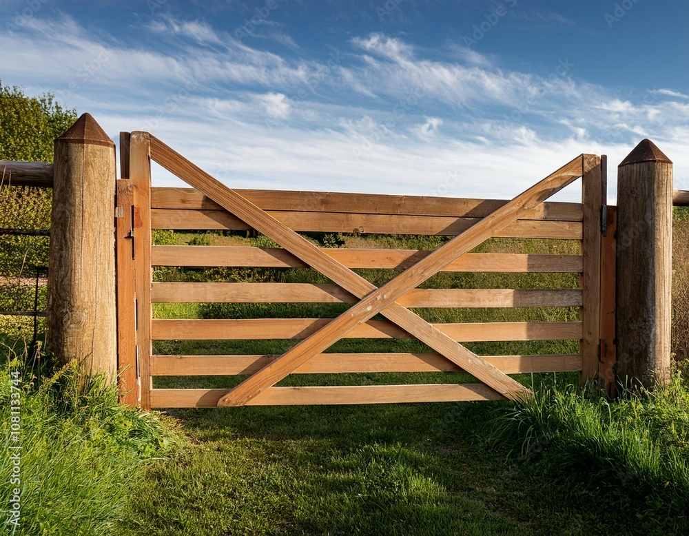 Fototapeta premium wooden farm fence picket gate