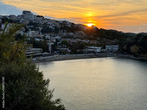 Montenegro Adriatic sea view on Ulcinj city at morning photo