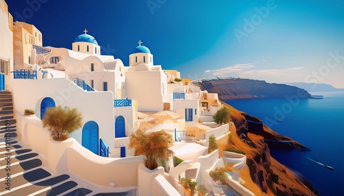 white architecture on santorini island greece famous travel destination generative ai